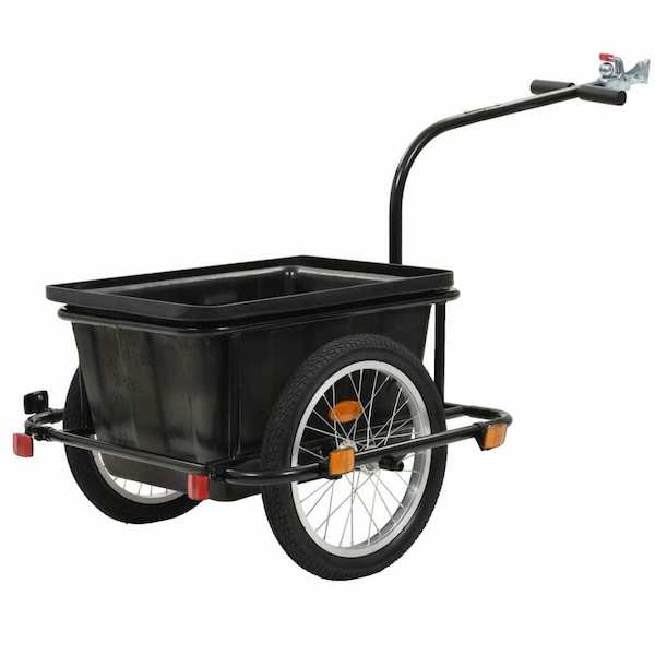 Remorque vélo cargo avec caisse de transport pliable 50 L Noir 150 kg