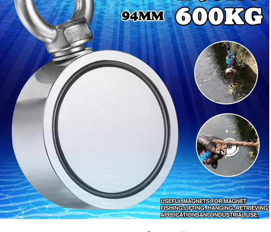 Wukong Aimant de pêche en néodyme double face,Diamètre 60mm