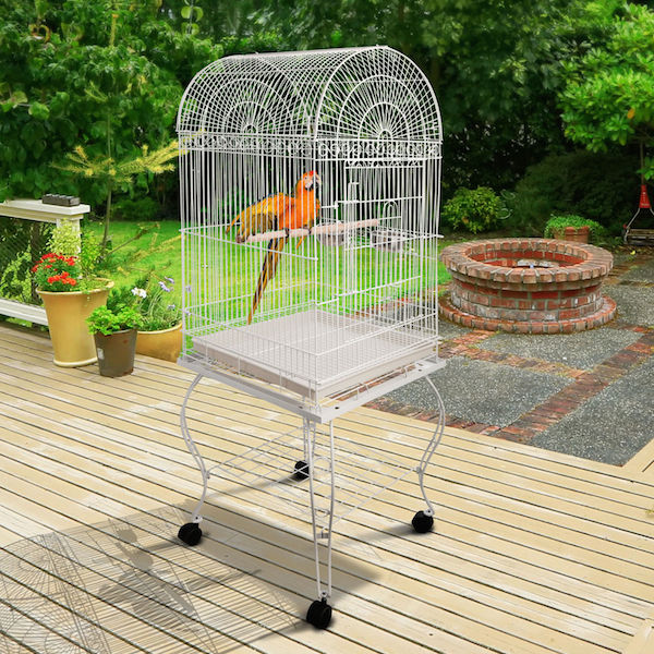 Volière Cage à Oiseaux sur roulettes Design Maison perchoirs